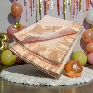 Vintage Chatham Baby Crib Blanket Pink Girl Acrylic Nylon Silky Trim Nursery